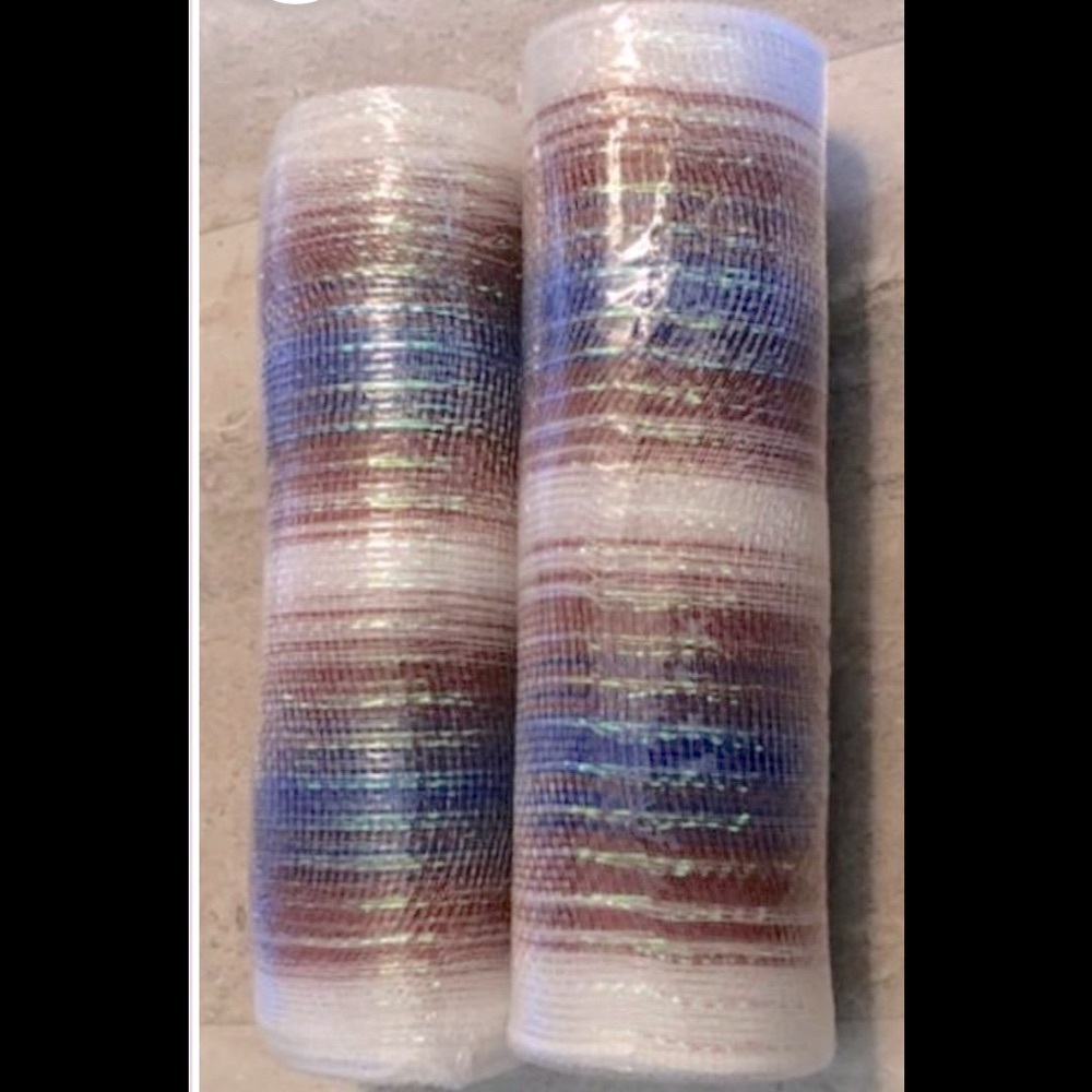 2 Rolls 10" DECO MESH RED, WHITE & BLUE WovenPoly
